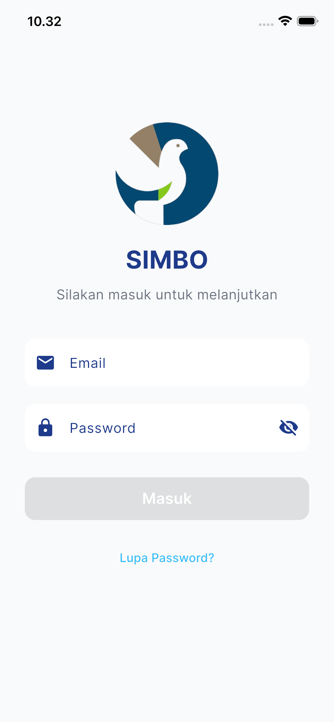 SIMBO Login Screen
